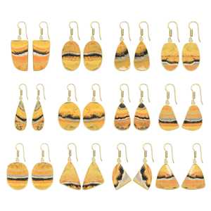 Boucles d'oreilles naturelles en jaspe abeille plaqué or 18 carats, bijoux faits à la main, pierres précieuses naturelles, cadeaux originaux - Product Image 1