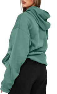 New Arrival Of Women's 100% Cotton Long Sleeve Round Neck Shoulder Slope Solid Color Comfortable Pullover Hoodie - Product Image 3