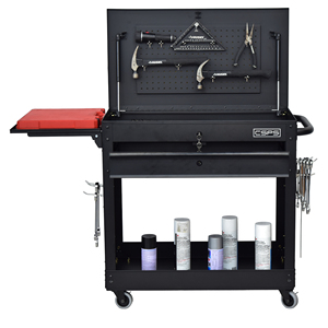 Matte Black Powder Coated Steel 1 <b>Drawer</b> Utility Cart Family keywords: for Garage Workshop Storage Use - Product Image 2