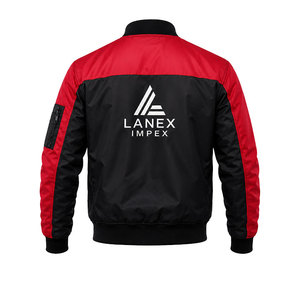 Custom Men's Red Black Bomber <b>Jacket</b> Windproof <b>Zip</b> <b>Up</b> Flight <b>Jacket</b> Lightweight Polyester Casual Winter Coat OEM ODM Manufacture - Product Image 3