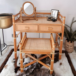Modern design <b>dressing</b> table with mirrors best quality rattan vanity dresser tables make-up desks - Product Image 6