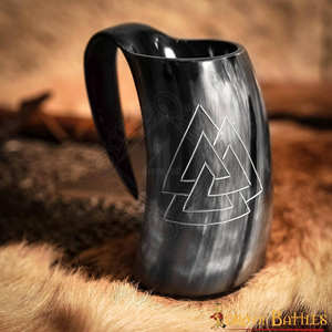 Taza de Cuerno Portátil Hecha a Mano, Estilo Vikingo con Diseño Animal, Pulida, con Tapa y Boquilla para Café y Shots - Product Image 4