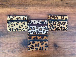 2024 nueva gran oferta de doble cremallera pelo en estampado Animal monedero de cuero genuino Mini Cartera de cuero de vaca occidental para mujer - Product Image 5