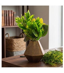 Fancy <b>Mini</b> Diamond Shape Bronze Color Hot Selling Powder Coated Antique Color Flower <b>Vase</b> Luxuries Style <b>Vase</b> for Luxuries Home - Product Image 1