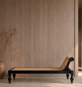 Chaise longue moderne en rotin avec pieds en teck, dossier inclinable, design mid-century, meubles de salon - Product Image 4