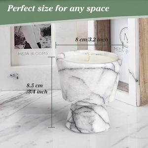 Bougie en cire de soja artisanale de luxe dans un récipient en marbre, non toxique, réutilisable, pot en pierre au design distinctif - 1 ensemble de bougies parfumées Story Stone - Product Image 2