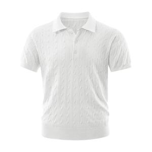 เสื้อกอล์ฟแบบลำลองสำหรับธุรกิจเสื้อโปโลแขนสั้นปกกระดุมคอเสื้อสายถักสำหรับผู้ชายดีไซน์โลโก้แบบออกแบบได้ตามต้องการฤดูร้อน - Product Image 3
