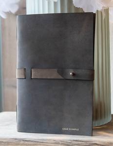 Porte-menu en cuir pliable de luxe, durable, pour restaurant, café, hôtel, avec logo personnalisé, design rechargeable, LMC-0062 - Product Image 1