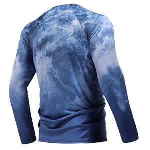 Camiseta Deportiva de Pesca para Hombre, Manga Larga, Secado Rápido, Estampada, Cuello Redondo, Corte Regular, Algodón/Fibra de Bambú, Tejido Sólido - Product Image 3
