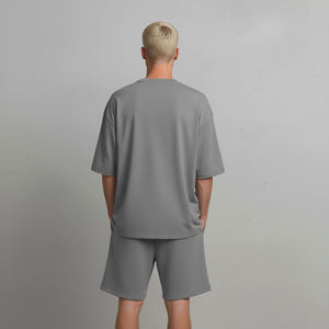 Wholesale 100% Cotton 2-Piece <b>set</b> for Men's Streetwear Custom 3D puff printed logo Solid color comfortable man short <b>set</b> - Product Image 4