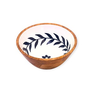 Ensaladera de Madera Hecha a Mano con Interior Esmaltado Floral Rojo y Cucharas de Madera a Juego para un Acento Alegre en la Mesa de Comedor - Product Image 6