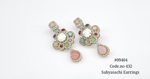Boucles d'oreilles pendantes 09404 avec pierre double, en laiton, zircon cubique multicolore, bijoux floraux imposants pour soirées et événements - Product Image 2