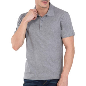 Polo à manches courtes gris pour homme, en jersey de coton, décontracté, respirant, design uni, coupe classique, style tricoté - Product Image 1