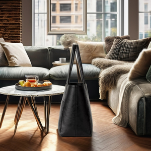 Royaa Full Grain Leather Tote <b>Work</b> 15" Laptop Bag Women Minimalist Office Handbag Water Resistant Shoulder Strap Anniversary - Product Image 3