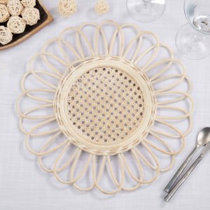 Rattan charger plates bulk deal gold chargers for table accents cheap price placemat <b>trivets</b> - Product Image 2