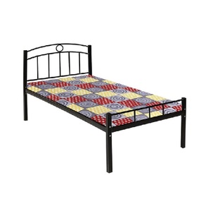 Lit simple en métal noir robuste avec tête de lit et matelas confortable pour la maison, l'auberge ou l'hôpital - Product Image 1