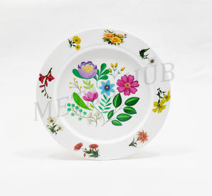 Assiette de Présentation Ronde en Acier Inoxydable avec Motif Floral Émaillé – Idéale pour la Décoration de Table et la Restauration - Product Image 4