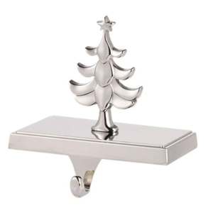 Custom Christmas Stocking Holder Silver Tiered Tree <b>Mantel</b> Hook Heavy Duty <b>Fireplace</b> Hanger Metal Holiday Display Stand Rack - Product Image 1