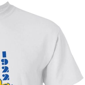 T-shirt décontracté à manches courtes et col rond, imprimé graphique manuel avec lettres grecques, motif Sigma Gamma Rho, blanc, bleu roi et or, pour fraternité - Product Image 3