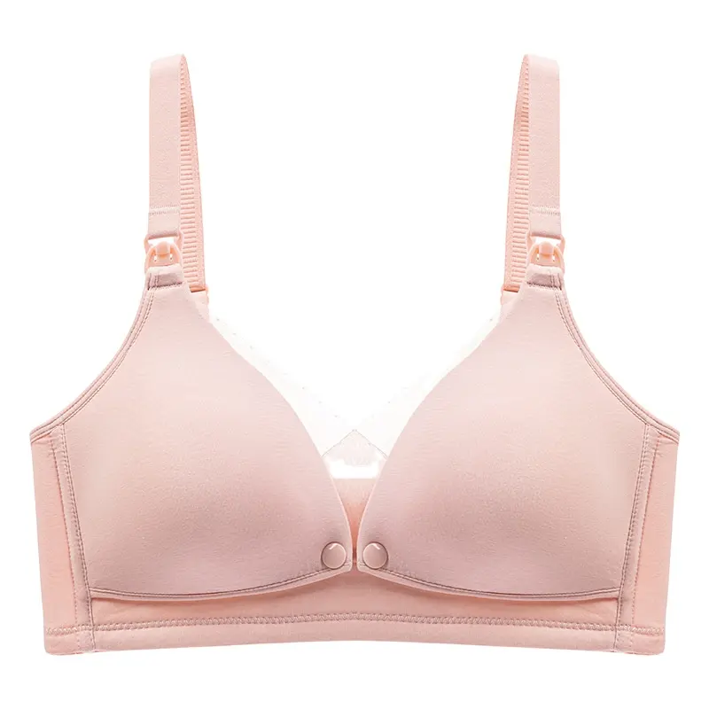 New Arrival Adjustable Strap Wire Free Dual Way Pink Colour Mulberry Silk Ultra Thin Cups Embroidery Maternity Nursing Bra