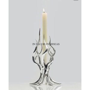 Candélabre en forme d'oiseau doré et de branche de feuille avec porte-bougies en verre pour la décoration de la maison, centre de table, supports résistants à la chaleur - Product Image 2