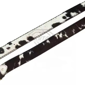 Ceinture en cuir véritable de vachette à poils, style western, avec fourrure tachetée, pour hommes et femmes, accessoire de mode de haute qualité - Product Image 3