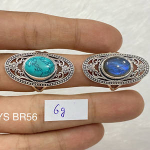 925 Sterling Silver Bezel Set Oval Cut Turquoise & Labradorite Big Size Boho <b>Ring</b> Handmade Jewelry <b>Large</b> Gemstone <b>Ring</b> For Women - Product Image 1