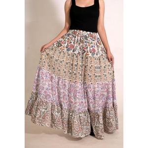 Cotton Patchwork <b>Long</b> <b>Skirt</b> for Women Handmade Indian Boho Maxi <b>Skirt</b> Casual Everyday Wear - Product Image 1