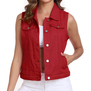 Chaleco Vaquero para Mujer, Calidad Premium, 100% Algodón, Transpirable, Estilo Único para Adultos, Botones Cubiertos, Chaleco Vaquero Informal para Mujer - Product Image 1
