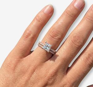 Anillo de Compromiso de Oro Amarillo de 10K/14K con Diamante Cultivado en Laboratorio, Anillo de Boda Apilable, Conjunto de Anillos a Juego para Novia - Product Image 5