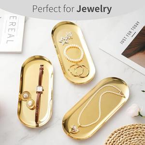 Elegantes Bandejas Decorativas de Acero Inoxidable Dorado Pulido para Dormitorio, Cómoda, Baño, Encimera, Sala de Estar, Uso para Bebidas - Product Image 2