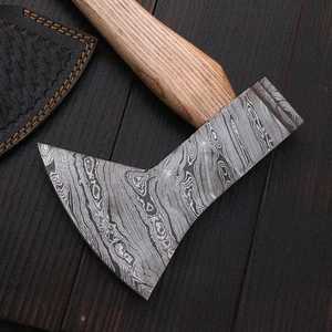 Professional Handmade Hand Forged Damascus Steel Functional Bearded Outdoor <b>Axe</b> <b>Wood</b> Handle Handmade Viking Tomahawk <b>Axe</b> Gift - Product Image 6