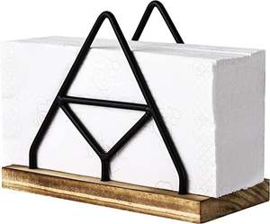 Porta Servilletas de Metal y Madera, Color Negro, Estilo Rústico, para Mesas, Porta Servilletas de Papel, Buena Calidad a Bajos Precios - Product Image 2
