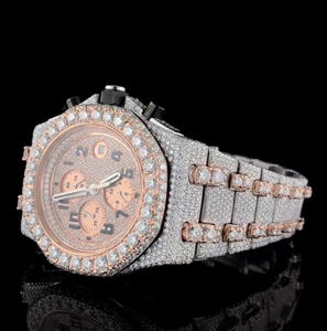 Montre-bracelet mécanique automatique de luxe pour homme, certifiée EGL, tendance, fabriquée à la main, avec diamants en moissanite VVS, style verre, entièrement sertie, hip-hop - Product Image 4