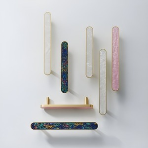 Resin Stainless Steel Furniture Handles Single Hole <b>Dresser</b> Drawer Kitchen <b>Knob</b> Double Hole Long Handle Modern Simplicity - Product Image 3