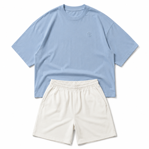 Ensemble décontracté d'été pour homme : T-shirt en coton tricoté oversize et short à taille élastique – Tenue deux pièces streetwear – Vente en gros OEM ODM - Product Image 2