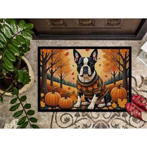 Paillasson d'automne Boston Terrier tapis d'entrée intérieur/extérieur lavable et antidérapant 24H X 36W tapis de porte avant - Product Image 3