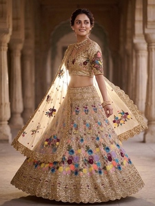Indian Wedding Wear Fox Georgette Lehenga Set With <b>Sequins</b> Embroidery Unstitched Blouse Soft Butterfly Net Dupatta Heavy <b>Flared</b> - Product Image 2