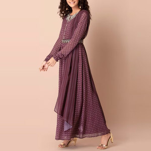 Robe de soirée élégante pour femme, robe longue maxi pour célébration de mariage, robe de soirée tendance pour femme avec manches en dentelle - Product Image 3