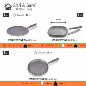 3 PCS Non-Stick Aluminium <b>Cookware</b> <b>Set</b> Primestone STARTER Collection JAGDAMBA CUTLERY LIMITED - Product Image 3