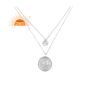 Ensemble rond design fait main breloque double chaîne pendentif collier fabricant de bijoux personnalisés - Product Image 3