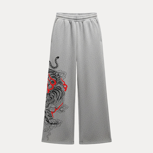 Pantalones de chándal anchos para hombre, estilo flare, rectos, holgados, con bordado, de felpa francesa de algodón - Product Image 5