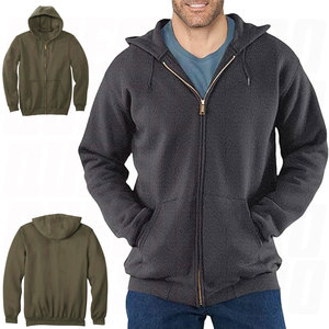 Sudadera con capucha de algodón para hombre, con cremallera completa, gruesa, personalizada, cálida, estilo urbano, con cordón y bolsillos canguro - Product Image 1