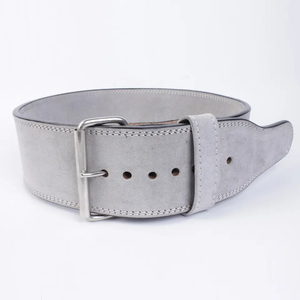 Ceinture de musculation en cuir de vachette grise, réglable avec boucle, unisexe, antidérapante, respirante, protection professionnelle et soutien - Product Image 4