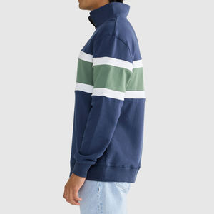Sweat-shirt pour homme personnalisé à épaules tombantes, coupe oversize, triple panneau, quart de zip, color block, coupe ample - Product Image 3