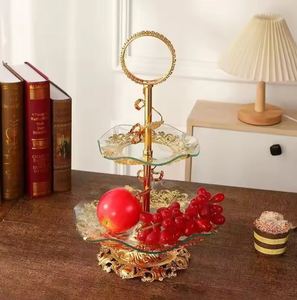 Plateau à fruits en verre de style européen luxe léger, décoration créative pour mariage, plateau à fruits secs en cristal - Product Image 2