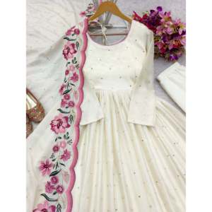 Robe de soirée élégante avec broderie de pent et de dupatta, travail de séquence, robe de mariée modeste - Product Image 6