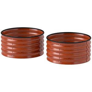 Set di 2 Fioriere in Metallo Marrone Scuro, Vaso Rialzato Facile da Montare con Bordo di Sicurezza, Contenitore per Piante - Product Image 1