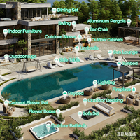 Chaises longues de luxe en métal et aluminium pour hôtels et villas, avec dossier croisé et coussins, design moderne, résistantes aux UV, écologiques et imperméables