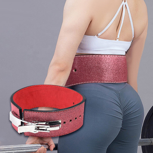Squat Powerlifting Training Deadlift Pink Sparkle 10MM Aluminum Lever Belt for <b>Women</b> Glitter Gym Leather <b>Weight</b> Lifting - Product Image 5